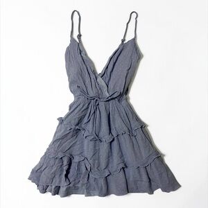 Polka dot ruffle periwinkle babydoll tank top